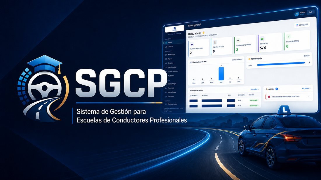 Pantalla del sistema SGCP